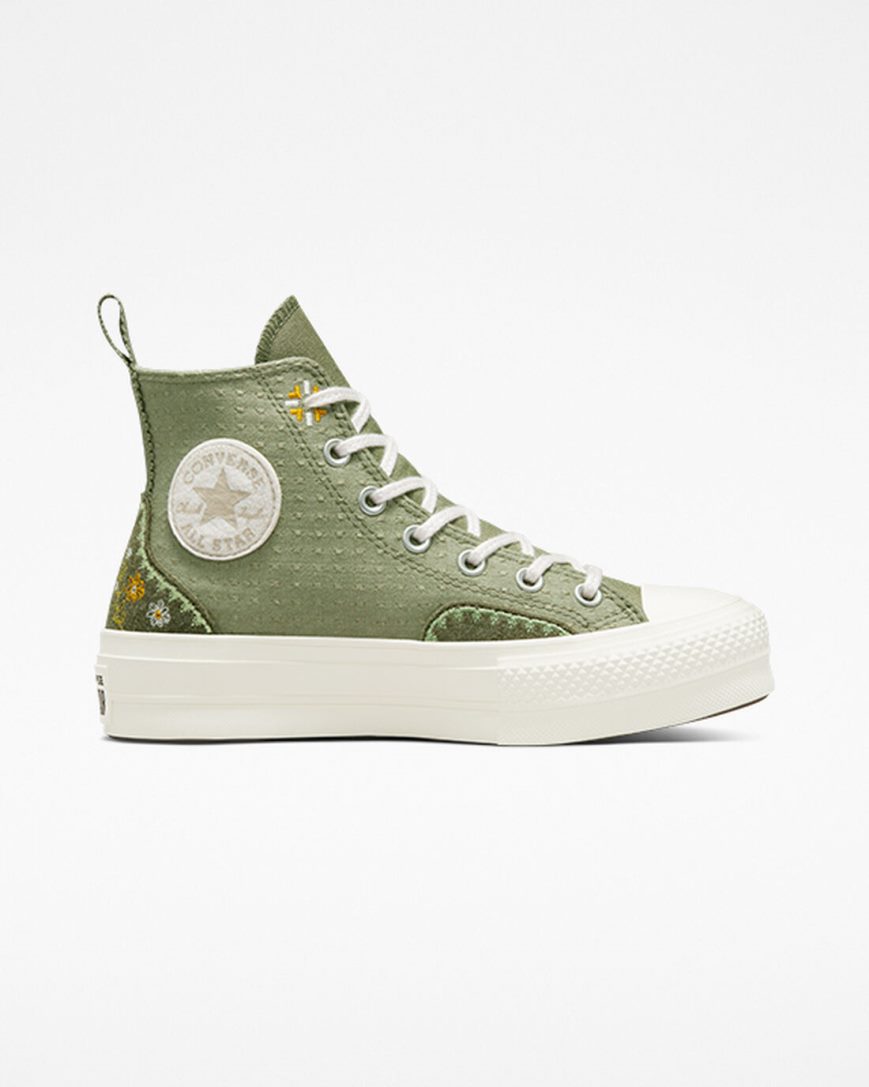 Pantofi Platforma Dama Converse Chuck Taylor All Star Lift Autumn Embroidery Inalti Albastru Deschis | RO 0EXAR924